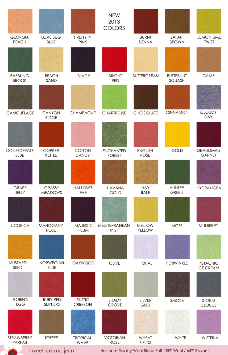 Wool Felt Sheets - Choose Any Ten (10) - Wool Blend Felt