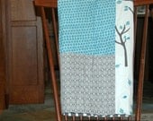 Baby or Toddler Quilt in Blues and Grays, Ready to Ship