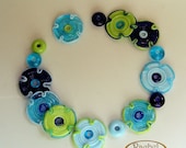 Flower Beads, Lampwork Flower Glass Beads, Lampwork Beads Set,  Handmade Lampwork Glass Beads Disc Set (20 )