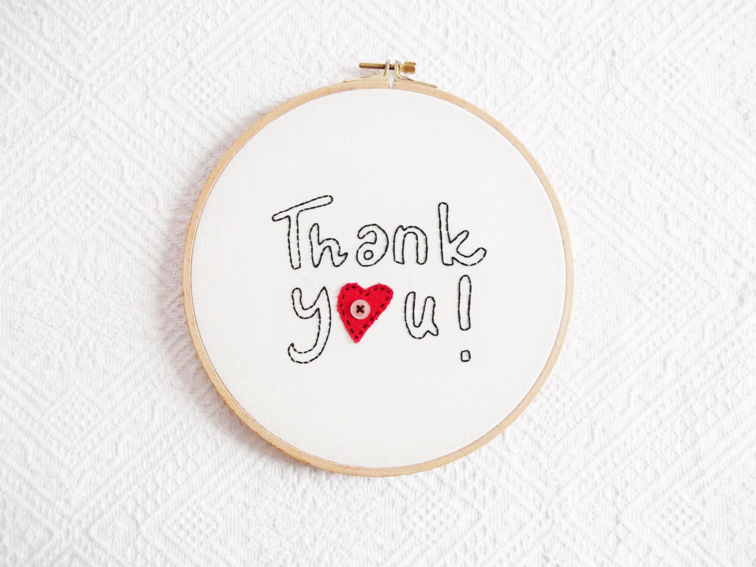 Thank You -Embroidery Letters Sign Wall Decor Hoop - Nursery Room Work Shop Art
