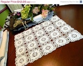 ON SALE Large Vintage Doily Crocheted in Crisp White - Knotted Crochet 8722