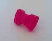 Bright Pink Knit Bow Ring