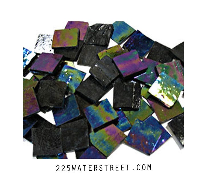 50 Black Iridescent Stained Glass Tile for Mosaic Tile