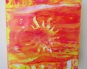 Canvas Wall Art Original Bright Sun Acrylic Abstract Painting