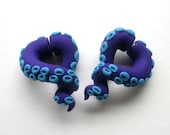 Midnight Abyss Tentacle Earring Fake Gauge- Purple - Teal -Octopus - Monster