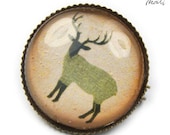 Hipster DEER - original vintage style bronze brooch, photo-brooch, graphic