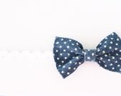 Denim Polka Dot Bow