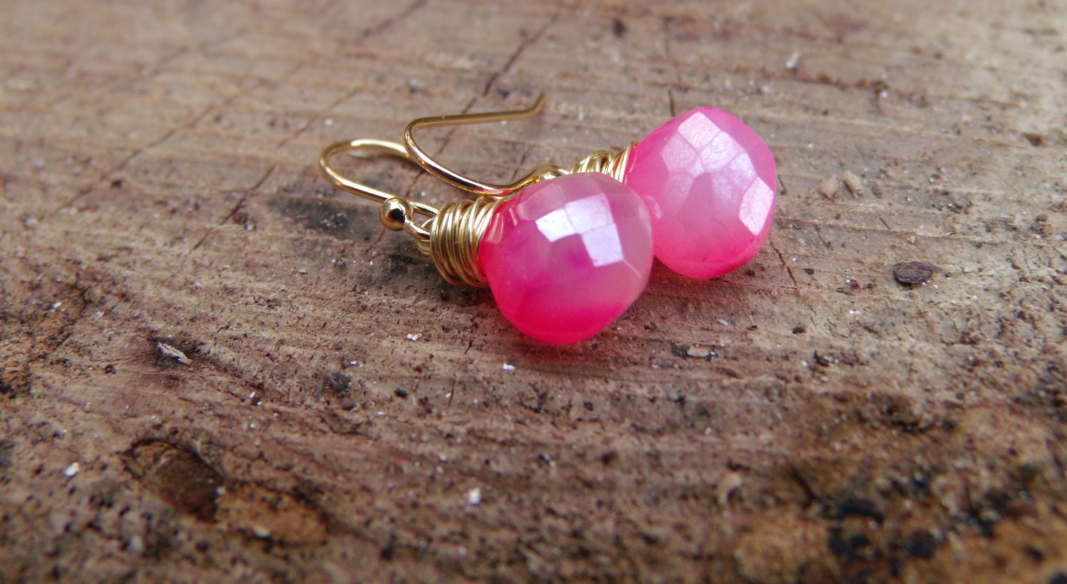 Hot Pink Mystic Chalcedony Earrings