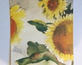 Sunflower II, watercolor print ACEO 359 WatercolorsNmore