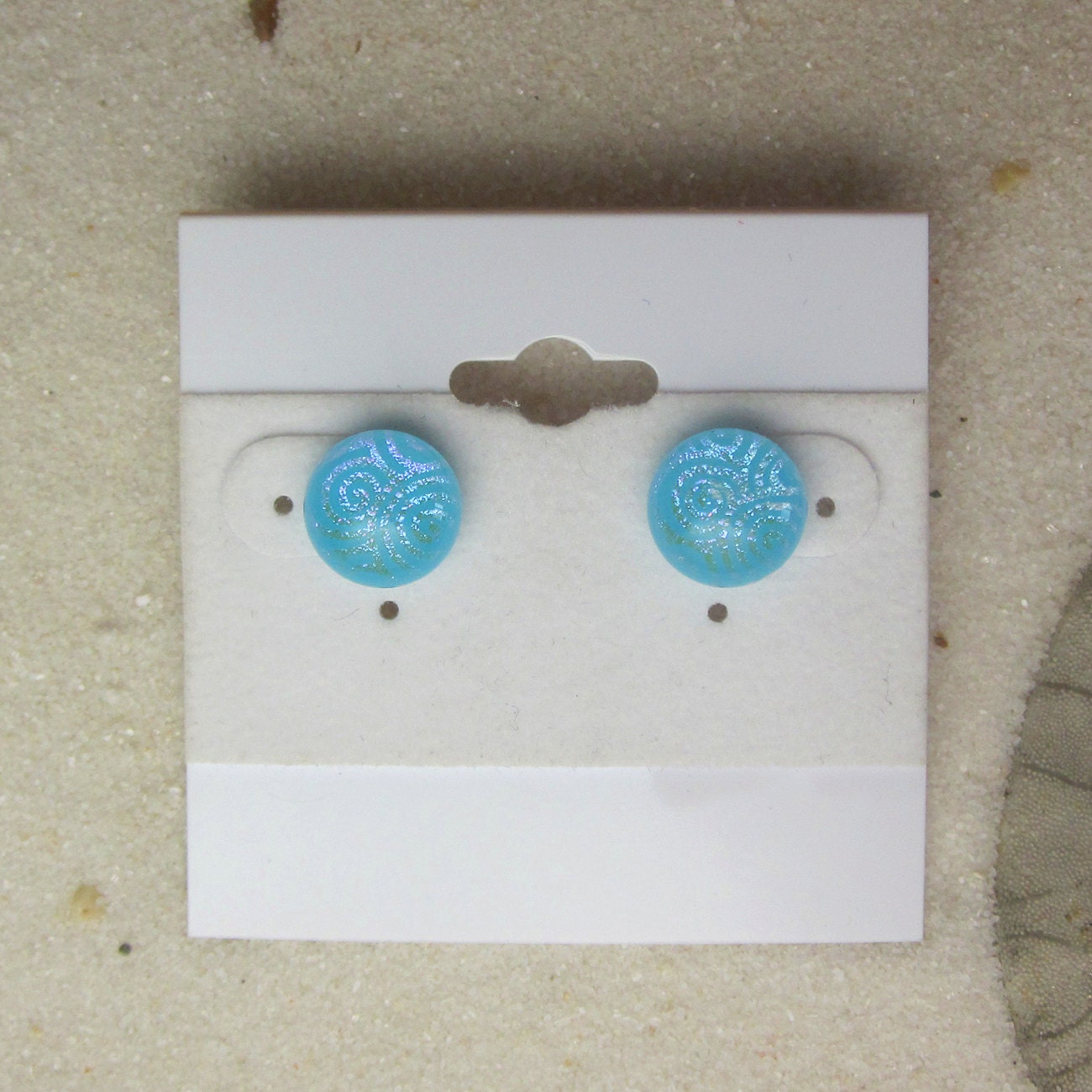 Blue Swirl Dichroic Earrings  - DGE 342
