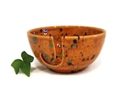 Ceramic Yarn Bowl in Earth Tones of Amber Brown and Green