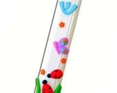 whit cream LADYBUGS, Unique Handmade Mezuzah Case, polymer clay design, kid's room/ entrance decoration