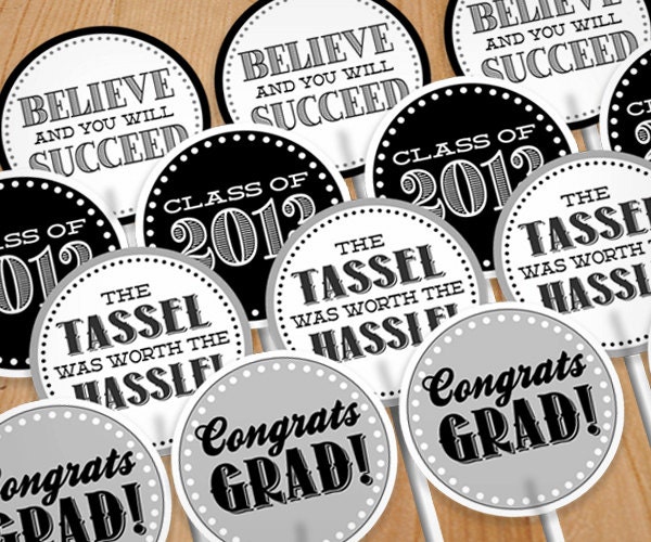 GRADUATION Cupcake Toppers & Party Circles- Instant Printable Download