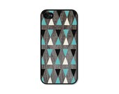 Geometric Triangle iPhone 4 Case - iPhone 4 Case - Wood iPhone 4 Skin - Turquoise Brown White Cell Phone For Him