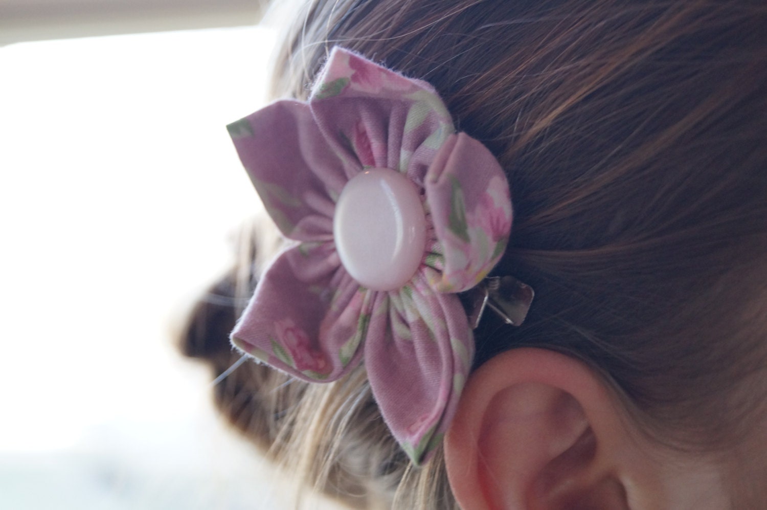 Cute-As-A-Button Pink  Hair Flower