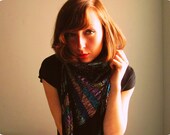 metallic fringe scarf AMAZING GALAXY multicolored shiny scarf black cocktail party sheer oversized scarf- made in japan