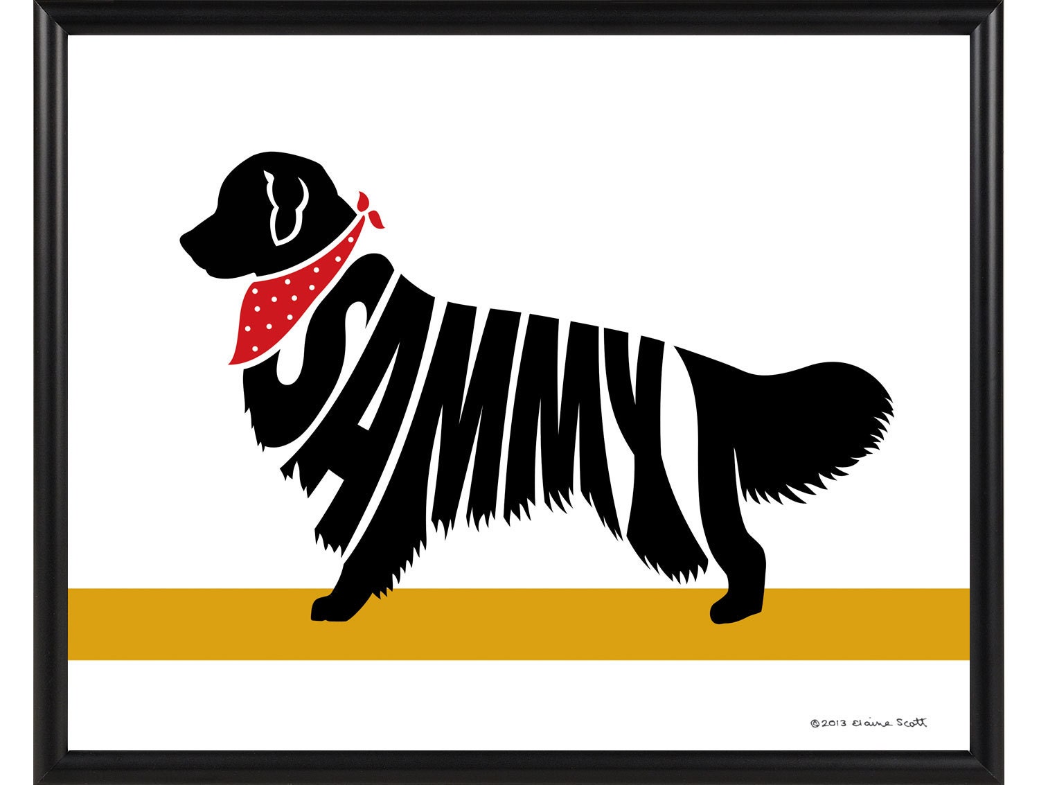 Personalized Golden Retriever Print - Framed 8x10 Dog Print