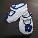 Crochet Mary Jane Baby Booties White and Navy Blue