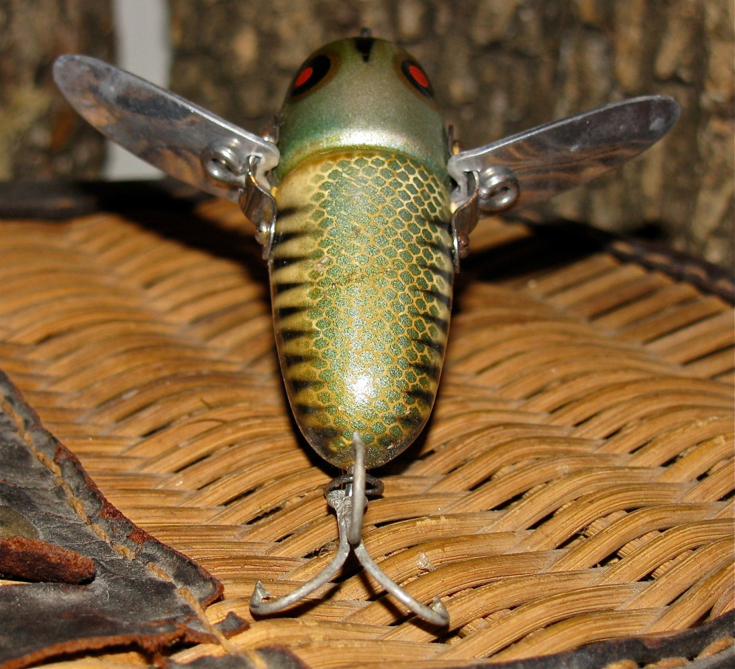 Vintage Wooden Heddon Crazy Crawler Fishing Lure IIII