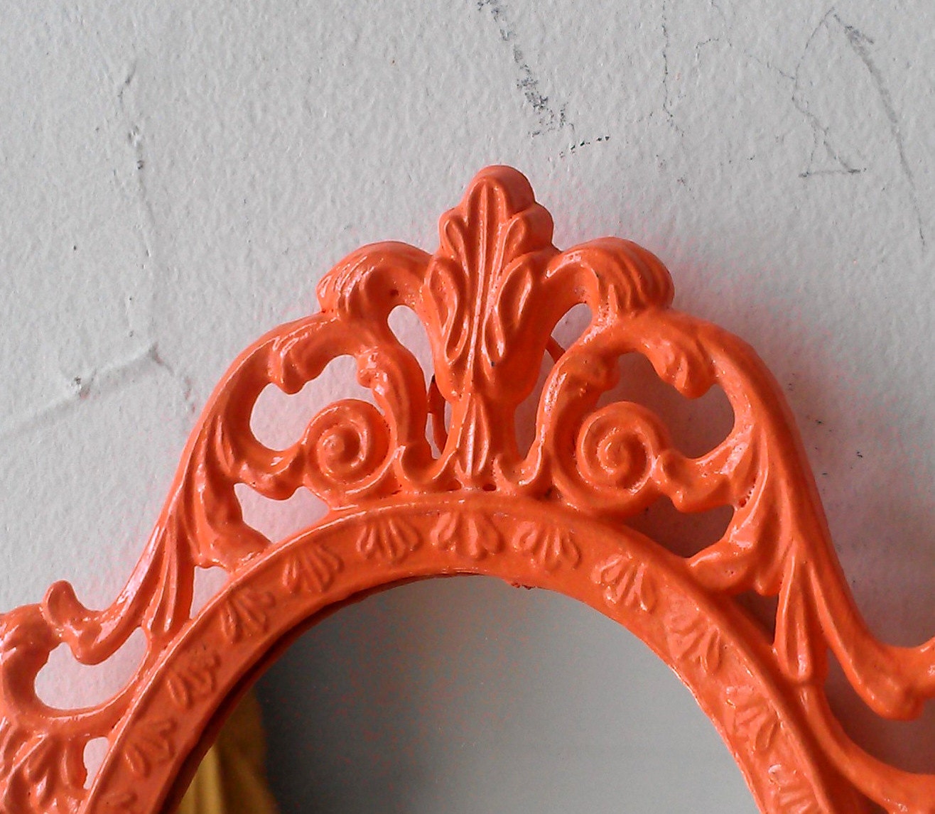Fairy Princess Mirror in Tiny Bright Peach Vintage Frame