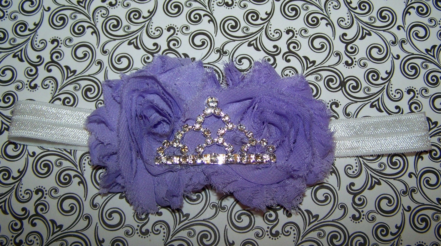 LITTLE Princcess Headband Tiara Ready Made Lavender double shabby trim flower FOE headband Rapunzel Sophia the First inspired photo prop