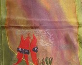 Australian Hand Painted Silk Scarf Flower Desert Pea