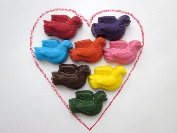 All Natural ECO Friendly Kids Handmade Valentine Love Dove Soy CRAYONS Peace on Earth (Set of 8)