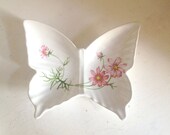 MAY 10% SALE Butterfly trinket plate 1980s 80s china porcelain dressing table