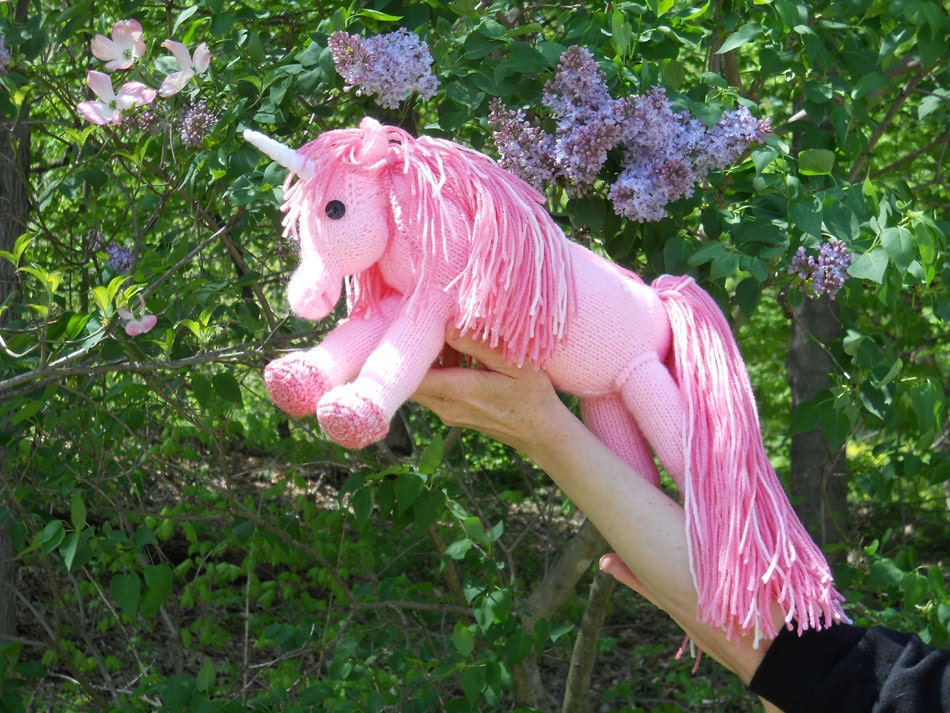 Princess Bubblegum Unicorn Pink Unicorn Pony, hand knit, Ready to Ship
