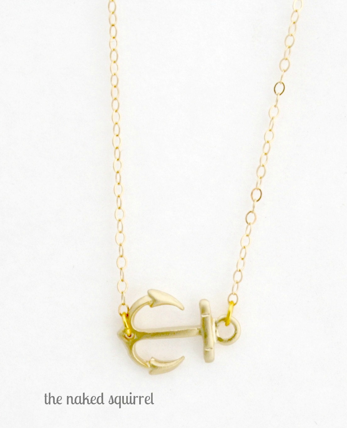 Sideways Anchor Necklace, Gift for Her
