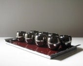 Vintage Silver Roly Poly Glasses with Tray / Vintage Mid Century Glassware