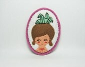 Mint crane - origami lover felt pin