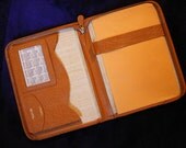 Vintage 70s Brown Leather Writing Letter Calender Stamp Envelope Booklet