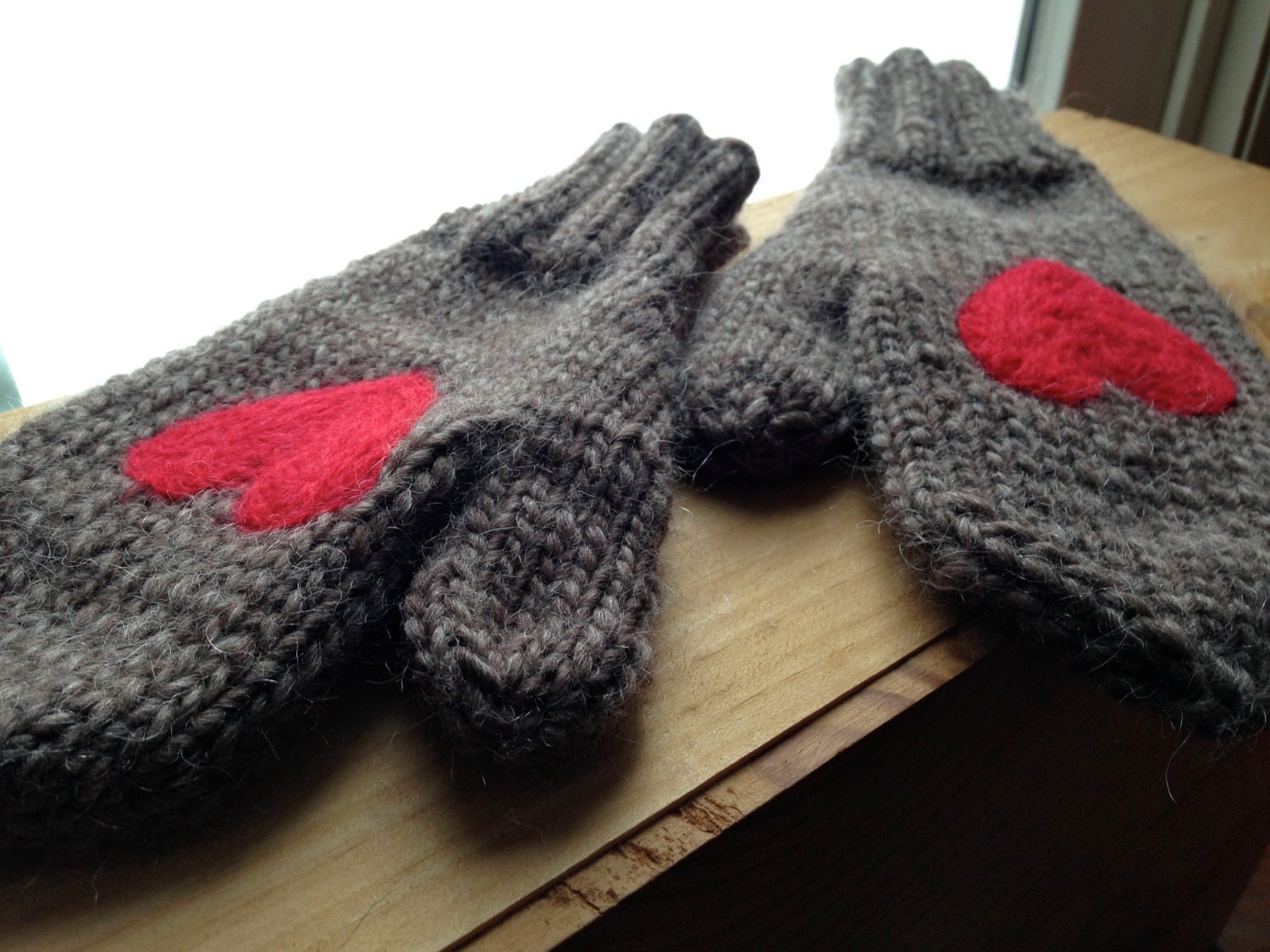 Hand Knit Heart Mittens- Stay warm and cozy on your outdoor adventures