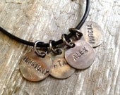 Guys Necklace- Mens Leather Necklace- Father's Day Gift- Family Necklace- Rustic