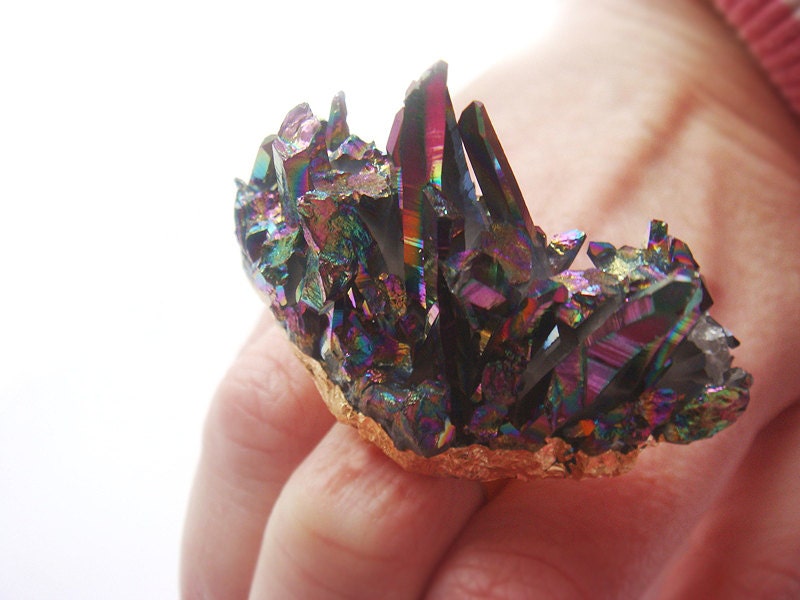 Huge 24K Gold Dipped Titanium Quartz Crystal Ring