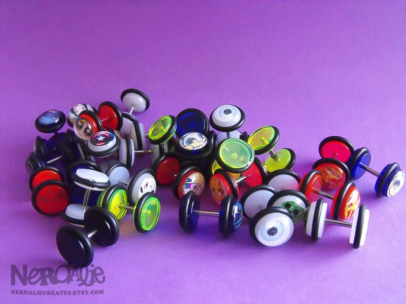 CUSTOM FAUX FAKE picture plugs gauges embedded resin filled - Made to Order