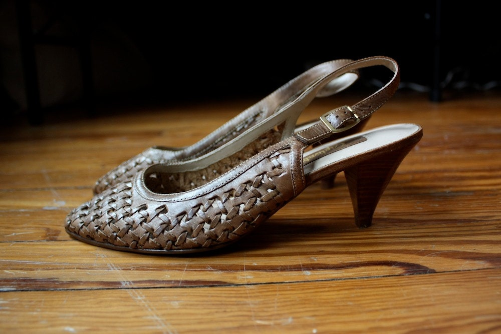 Vintage Basket Woven High Heel Captivators Size 6.5