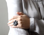 Grey leather flower ring