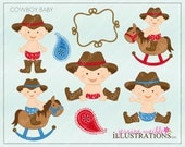 Cowboy Baby Boy Cute Digital Clipart for Card Design, Scrapbooking, and Web Design Il_170x135
