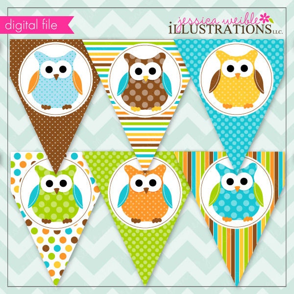 Boys Polka Dot Owls Theme - Printable Banner- Printable Party Favors - Boy Owl Party Printables Il_170x135
