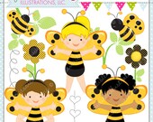 Little Bumble Bee Girl Cute Digital Clipart for Commercial or Personal Use, Bumblebee Clipart, Bumble Bee Girl Il_170x135