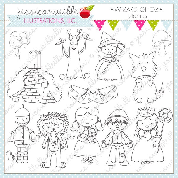 Wizard of Oz Cute Digital Stamps, Wizard of Oz Line Art, Digital Stamp Il_170x135