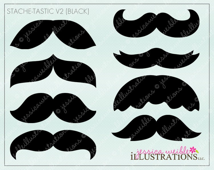 Stache-Tastic V2 Black Cute Printable Moustache Birthday Party Favors, Moustache Clipart Il_570xn
