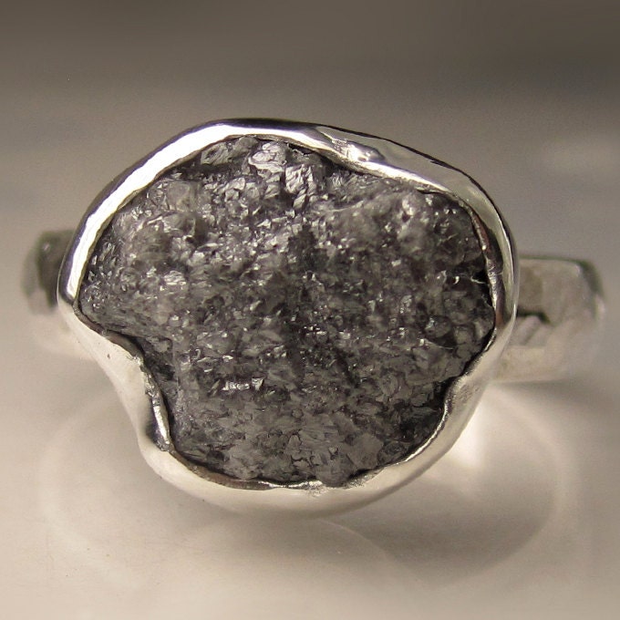 Rough Diamond Engagement Ring - Recycled Sterling Silver - 6.55CTS