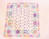 ECHO 80s Silk Pastel Floral Watercolor Shabby Chic Square Scarf