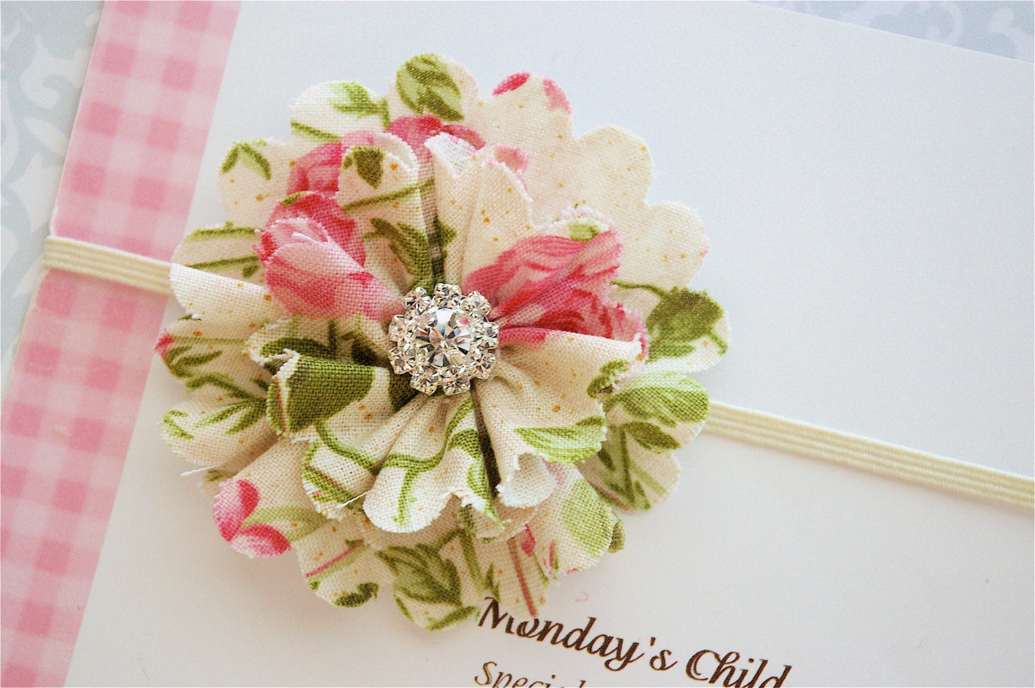 Shabby Chic Headband in Soft Floral - Baby Headbands, Newborn Headbands, Baby Girl Headbands