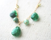 Emerald Necklace, Gemstone Jewelry, Emerald Green