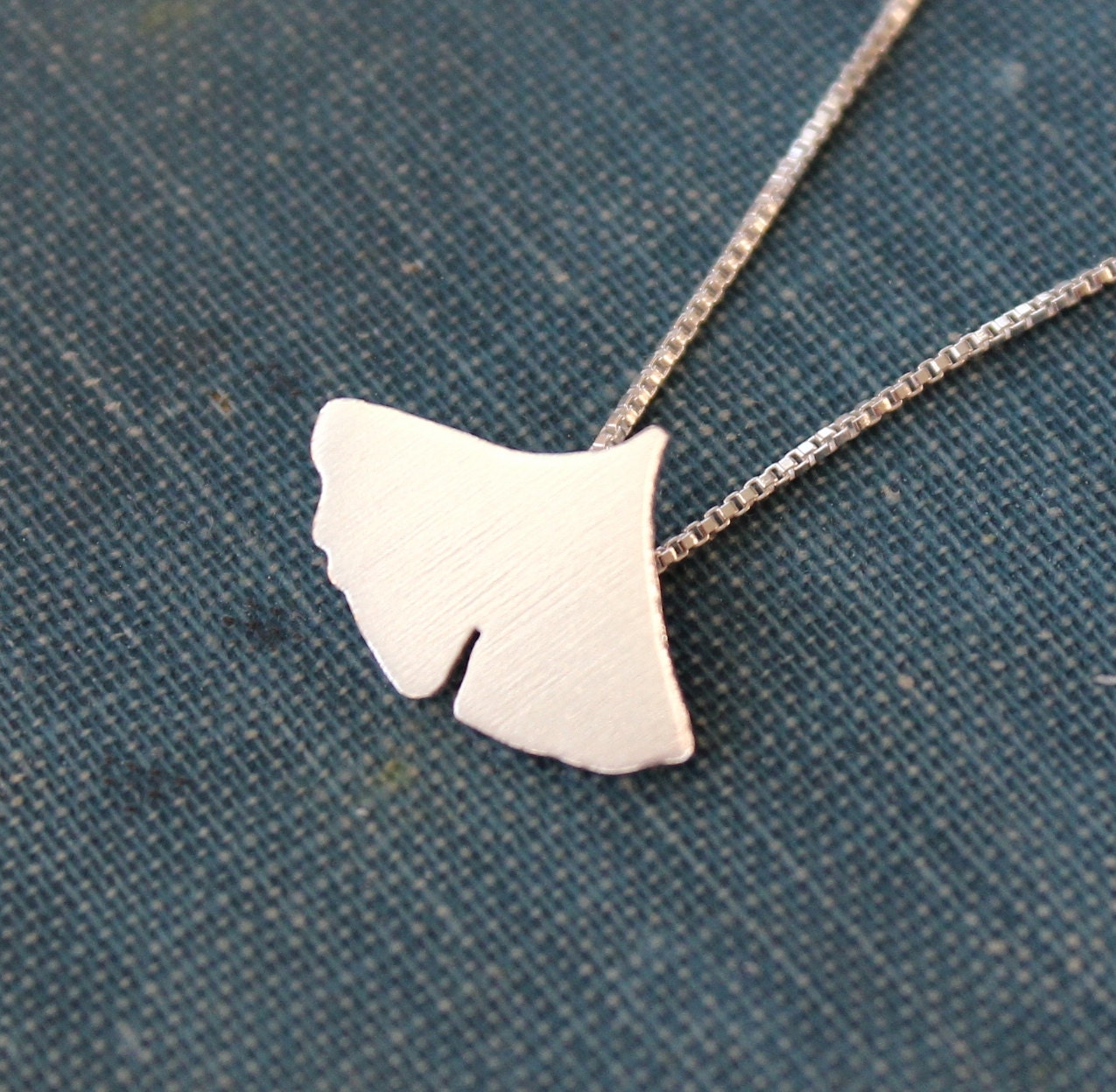 Ginko leaf necklace, sterling silver nature pendant, handmade every day wear