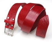 REUBEN Soft Vintaged Skinny Leather Veg Tan 3.5cm Belt: Rich Red